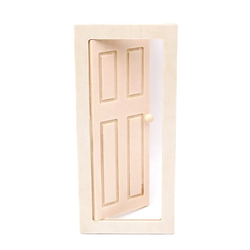 1:12 Dollhouse Miniature Wooden Doors, 4-Panel Solid Color Square Doors for Micro Scene Furniture Mode
