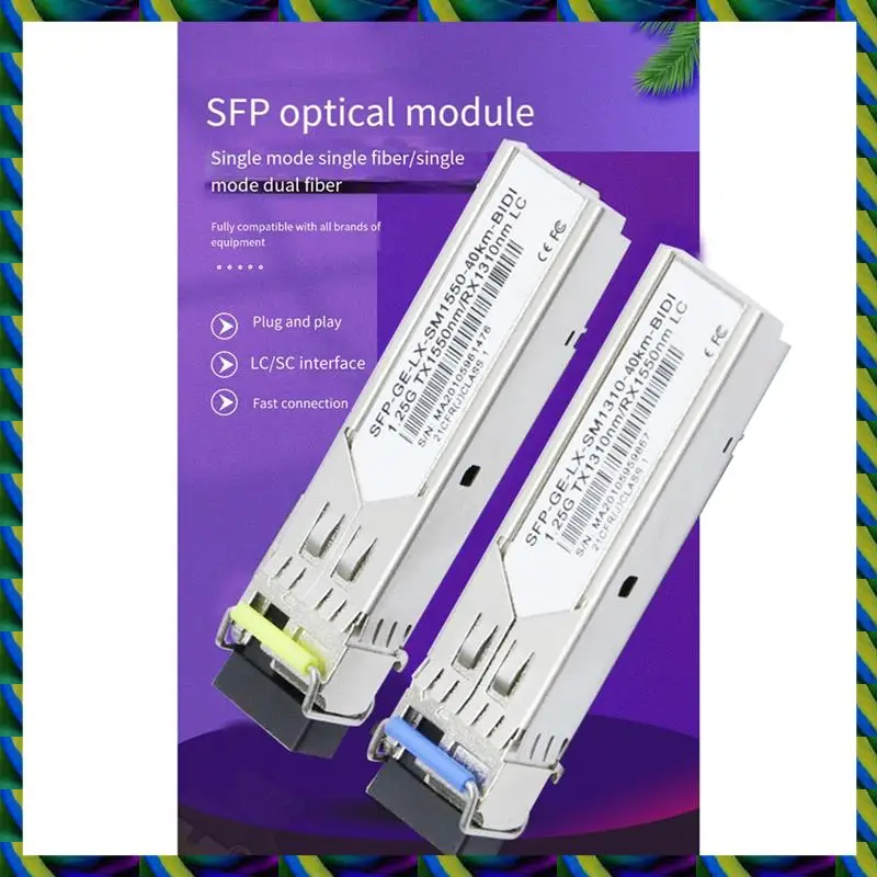 Daily 1Pair Gigabit Fiber SFP Module 1.25G Single Mode 40Km LC 1310Nm/1550Nm Compatible With Multiple Types Of Switches