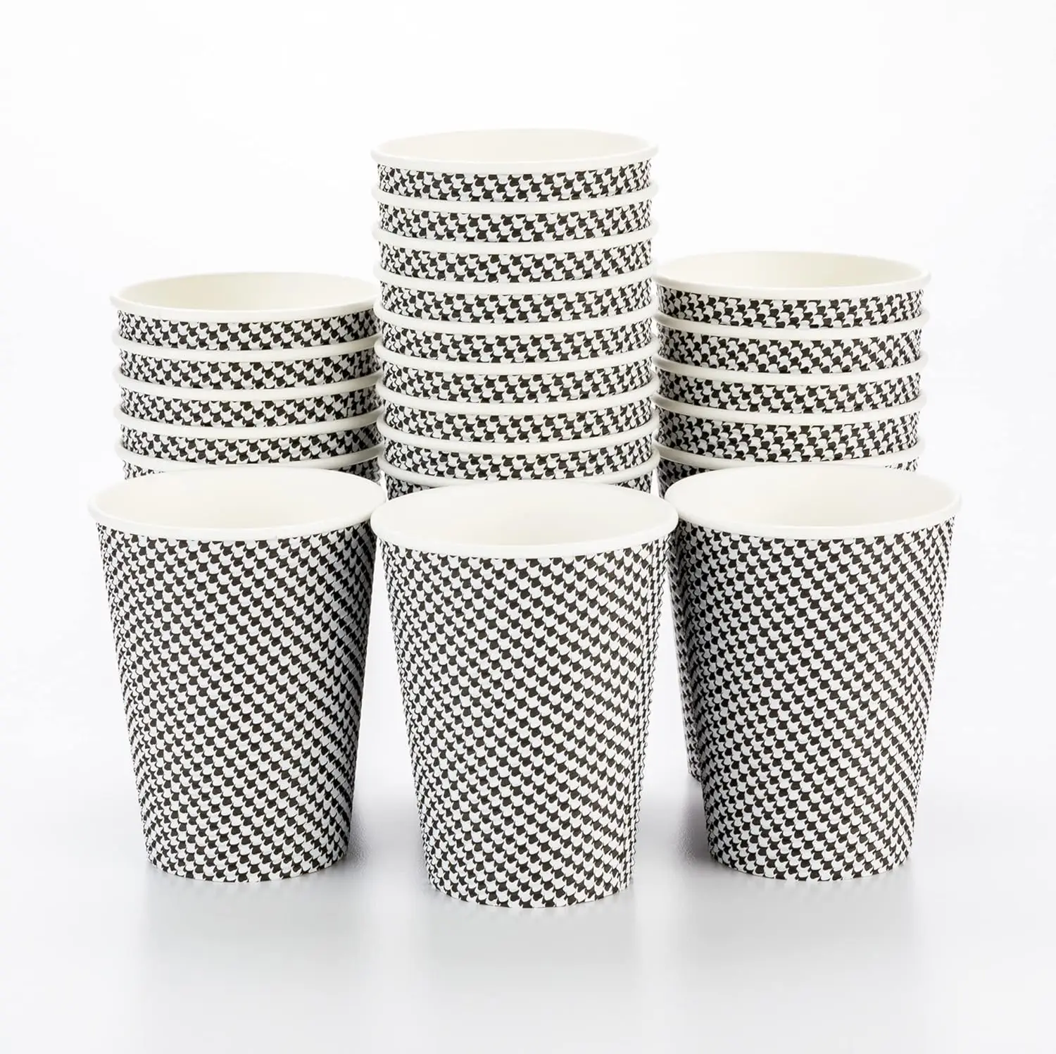 

12 Ounce Disposable Coffee Cups 500 Spiral Wall Hot Cups For Coffee - Lids Sold Separately Rolled Rim Paper Insulated Co