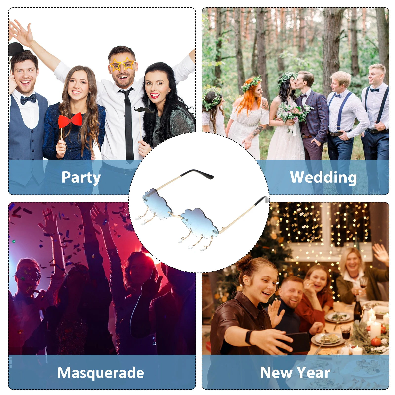 

1pc Gradient Color Sunglasses Rimless Trendy Party Eyeglasses Lightweight Comfortable Visible Light Teardrop Design Beach Travel