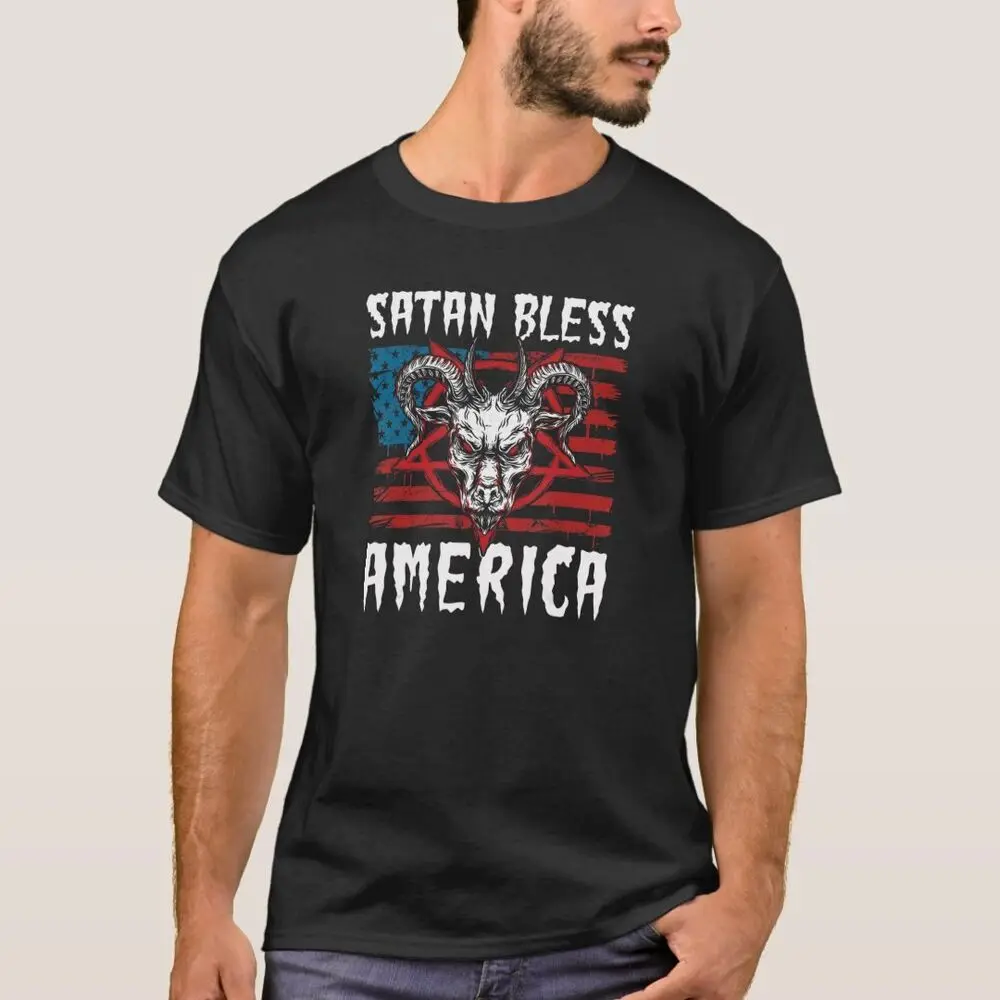 T-Shirt Satan Bless America pour Homme et Femme, Estival et Vintage, en Coton, de Marque de Luxe, 4 Juillet