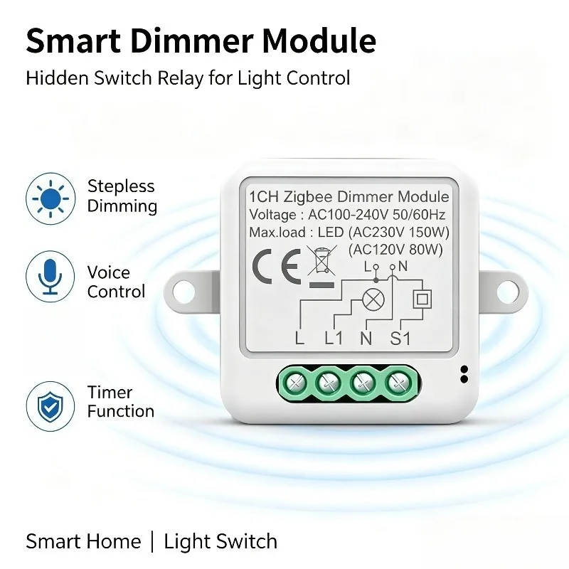 Hidden Smart Circuit Breaker Switch Timing Voice Control Intelligent on Off Module for Home Automation