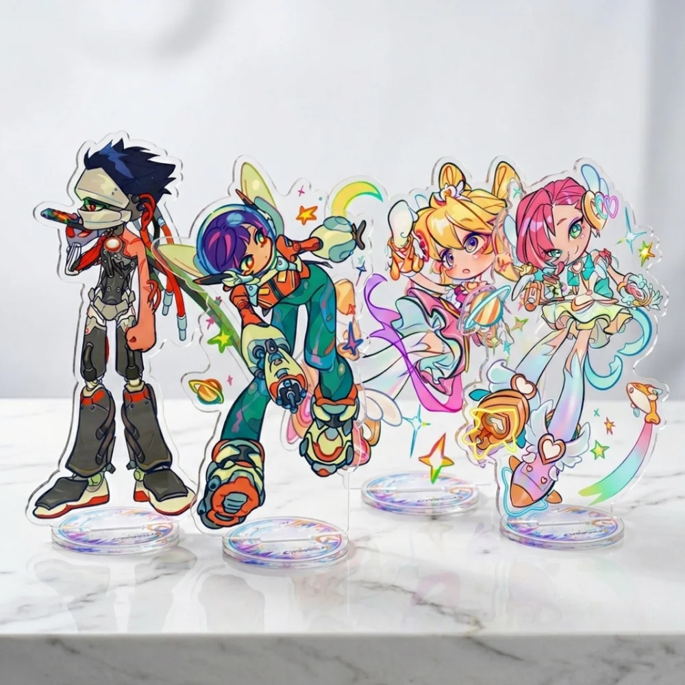 Overwatch 2 Game 15cm Acrylic Stand Keychain Tracer Mercy Chibi Double Sided HD Kawaii Collectible Desk Decor Fan Gift