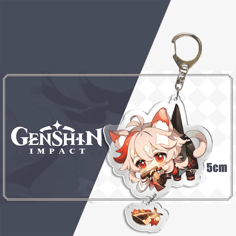 Genshin Impact Key Chain Ring Anime Bag Pendant Traveler Albedo Cute Figure Keyring Charm Custom Double Coated Acrylic Keychain