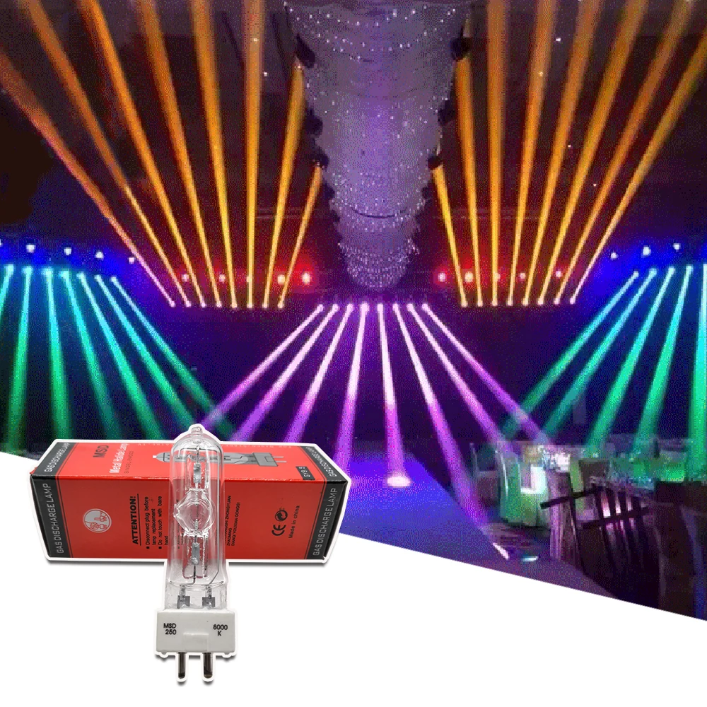 metal halogenio palco iluminacao lampada msd 250 msd250 w watts 90v msr lampada nsd 250 w 8000k disco dj led moving head light 01