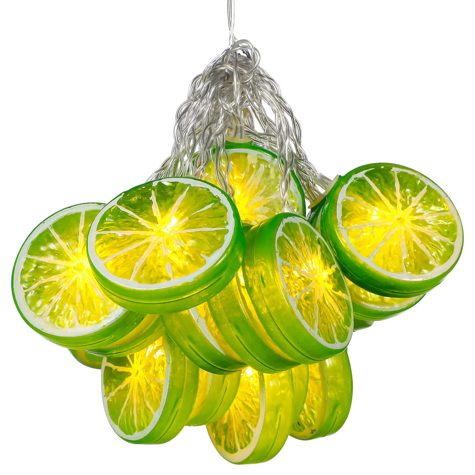 

Lime Slice String Lights Powered Led Decorations For Balcony Wedding Camping Patio Fence Waterproof Wire Green