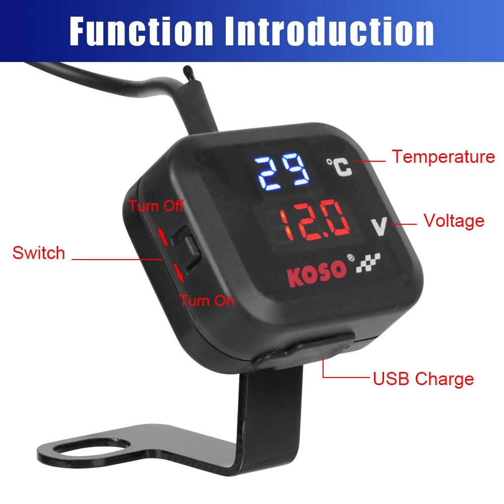 For HONDA SUZUKI Accessorie Indicator Temperature Marker USB Phone Charger Motorcycle  Water Temp Meter Universal