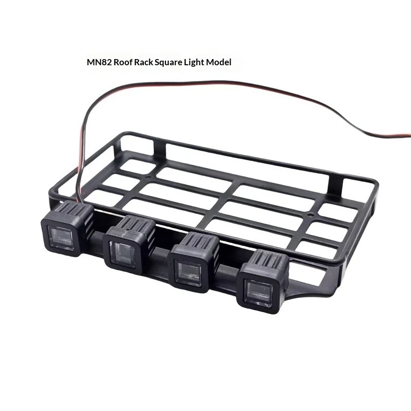 Mn82 1:12 Rc Crawler Metal Roof Rack With Square Led Lights Upgrade Replacement Parts For Mn82 Rc Off Road Truck Accessories