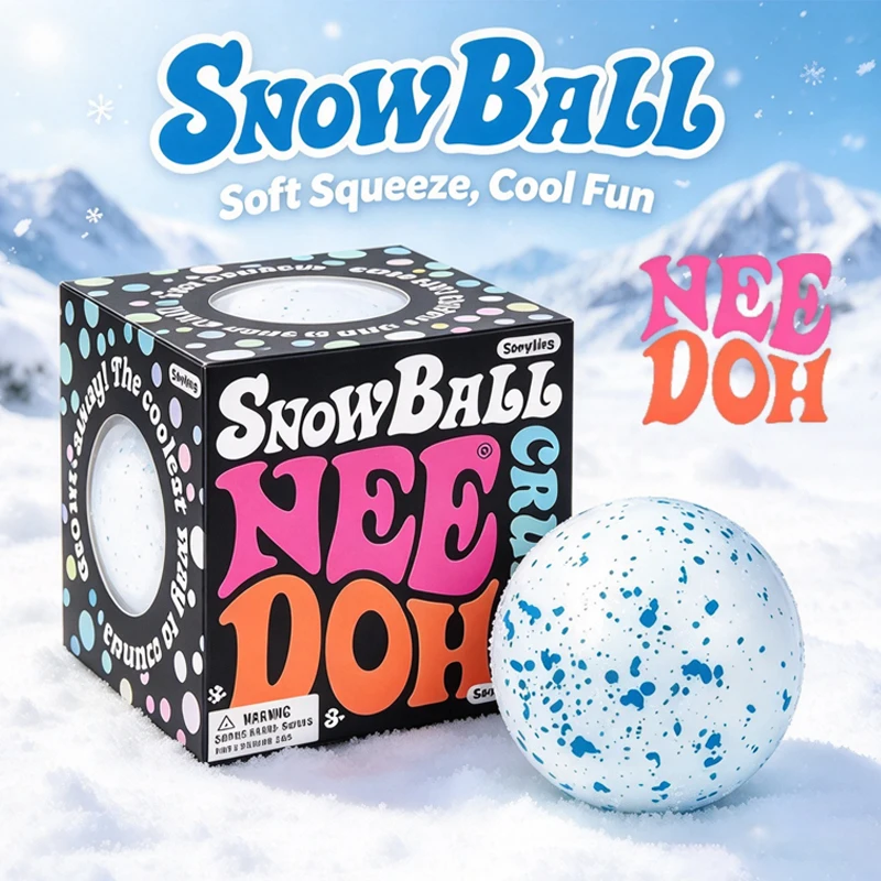 Needoh Snow Ball Crunch Squeeze Stress Ball Squeeze Flour Filling Fidget Sensory Toy Anxiety Relief Toy Relax Vent ADHD Autism
