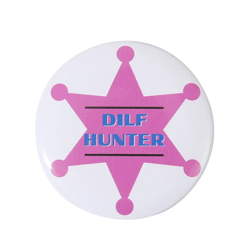 MILF HUNTER Badge Customizable Yellow Pink Soft Button Pin Men Women Brooch Hat Cartoon Badge Lapel Pin Metal Decor Clothes Gift