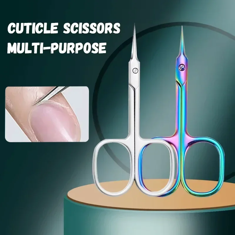 Russian Manicure Scissors Cuticle Regrowth Cut Curved Tip Nail Pedicure Grooming Stainless Steel Professional Dead Skin Remover