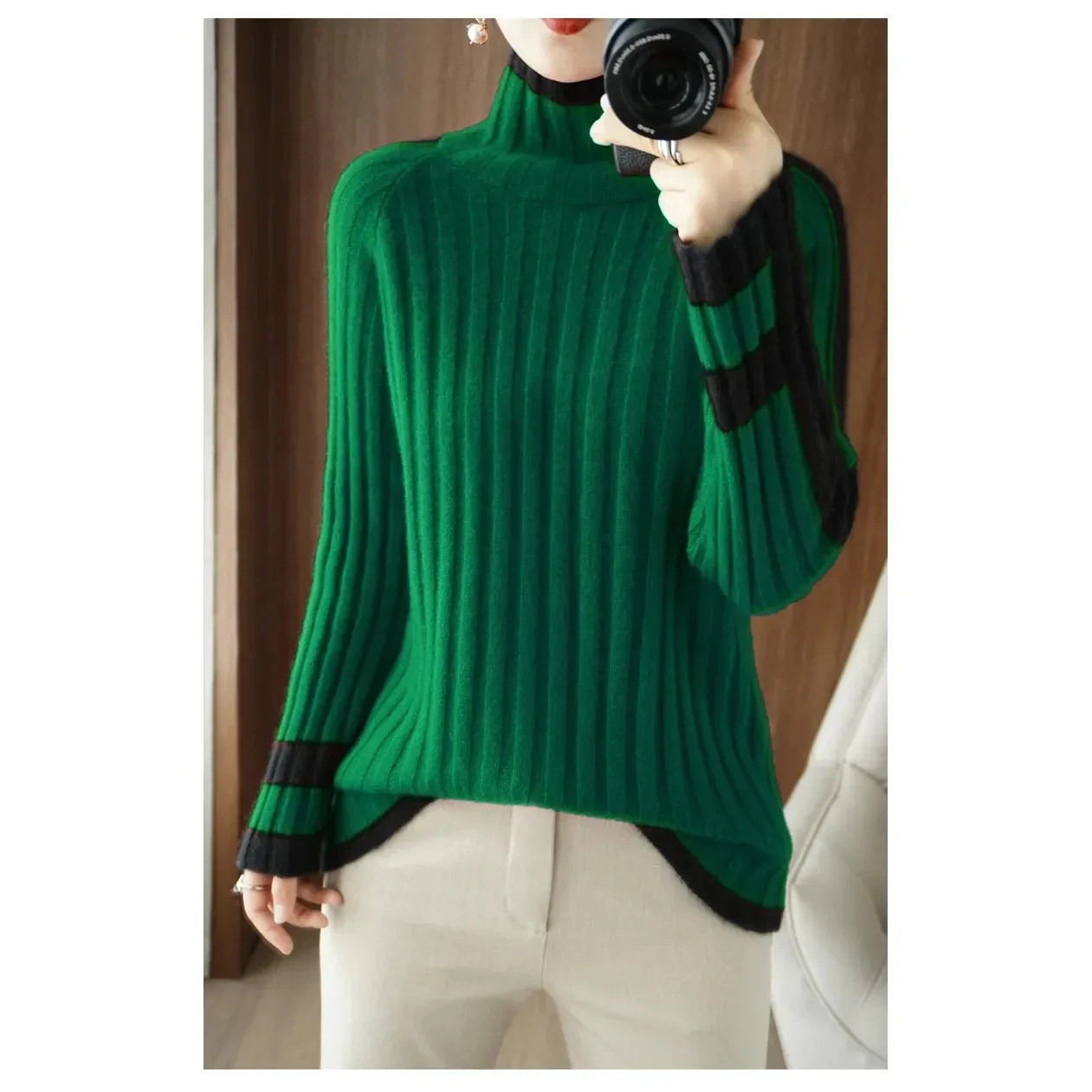 Women Sweater Winter Cashmere Turtleneck Warm Knitwear Korean Casual Solid Bottoming Shirt Fashion Knit Pullovers Sweater