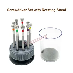 9 pcs watch repair screwdriver set flat head and phillips head with stand and replacing tips watch tool kits