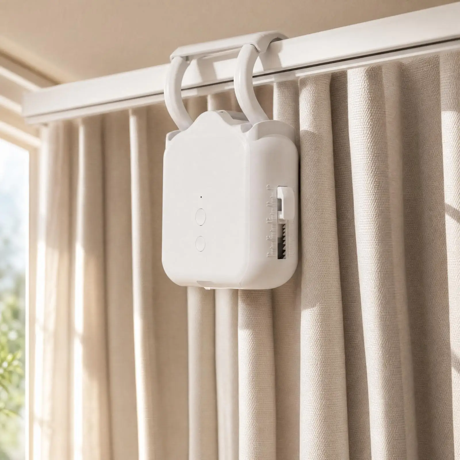 Electric Curtain Rod Motor for Split Curtains with Secure Mounting Bracket and Solar Panel
