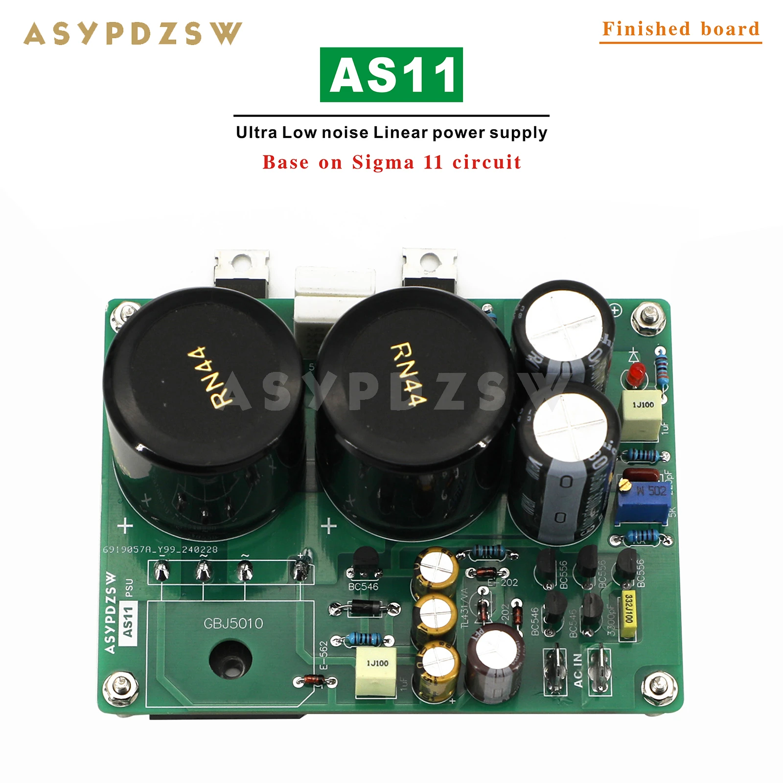 AS11 Ultra-low noise linear power supply DIY Kit/Finished board Base on Sigma 11 Circuit DC 5V----24V