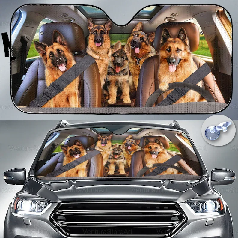 

German Shepherd Car Sunshade, Shepherd Car Decoration, Shepherd Lover, Car Windshield, Gift For Him, Car Accessories, PHT032206X