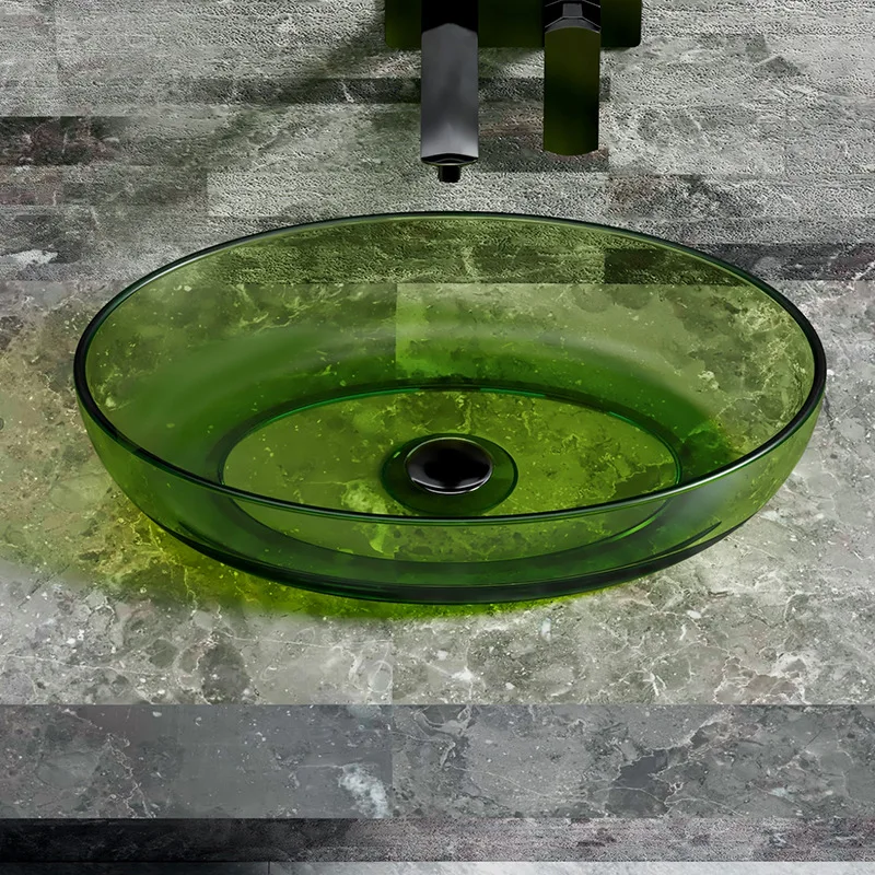 

Colored resin household washbasin small size artistic circular square washbasin transparent countertop basin BB724RX