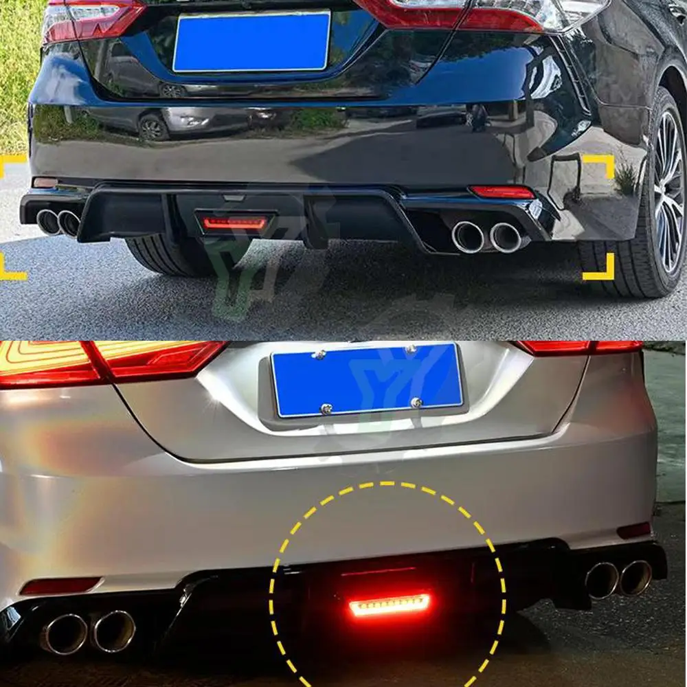 Car Rear Bumper Diffuser Spoiler with Indicator Light Posterior Lip Body Kit For TOYOTA Camry 8th Sport SE XSE 2018 2019-2022