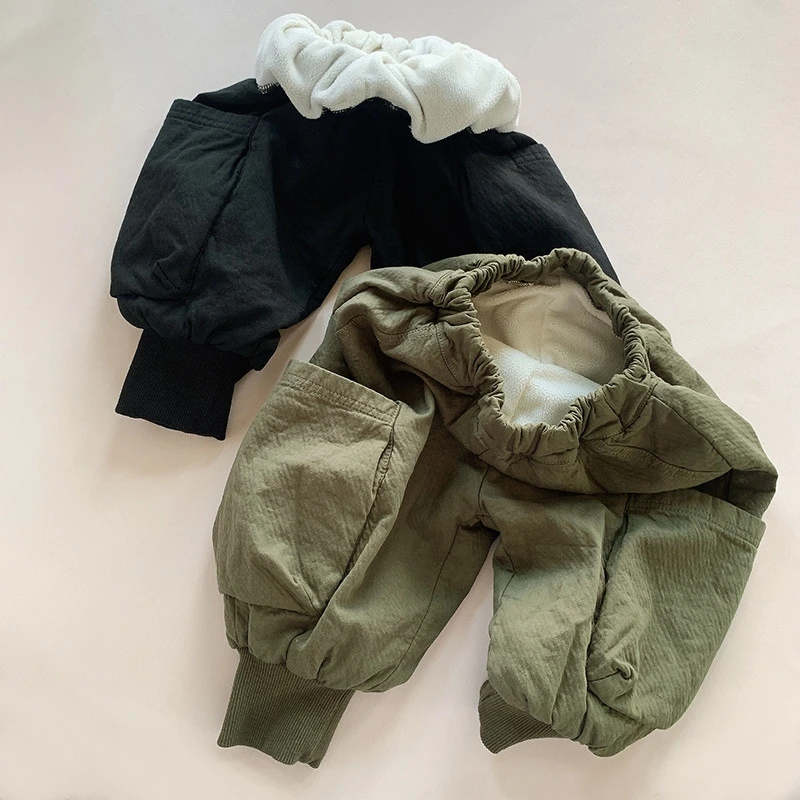 

Fashion Baby Girl Boy Cargo Fleece Warm Pants Winter Infant Toddler Child Pocket Trousers Casual Loose Thick Baby Clothes 12M-7Y