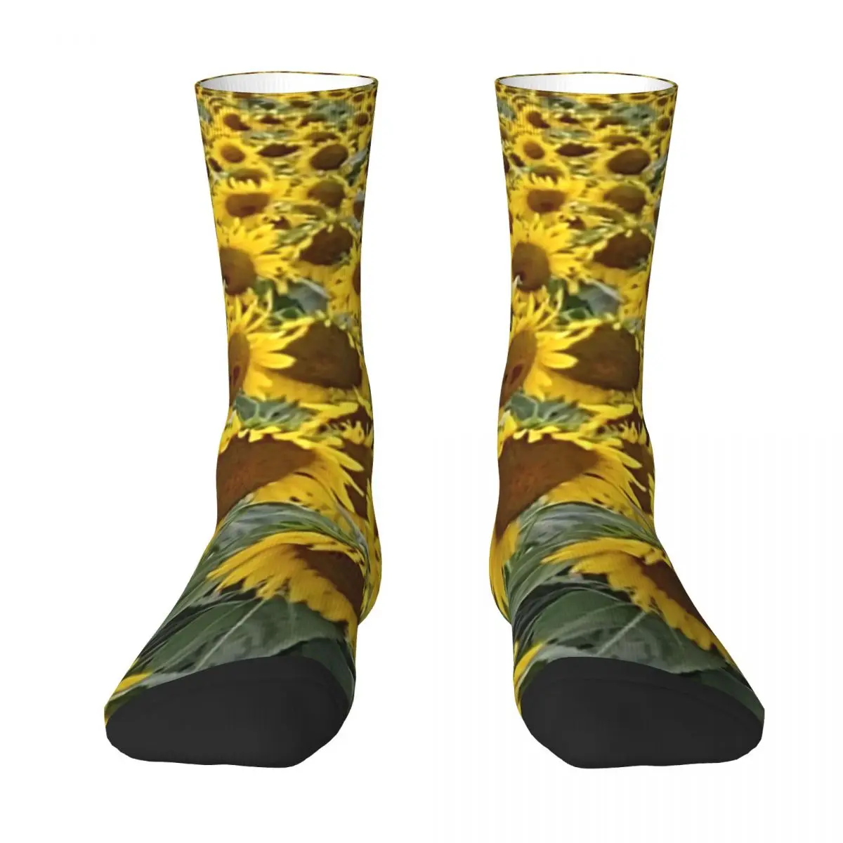 Big Sunflower Field Socks Yellow Floral Print Retro Stockings Female Soft Outdoor Sports Socks Winter Design Anti-Slip Socks