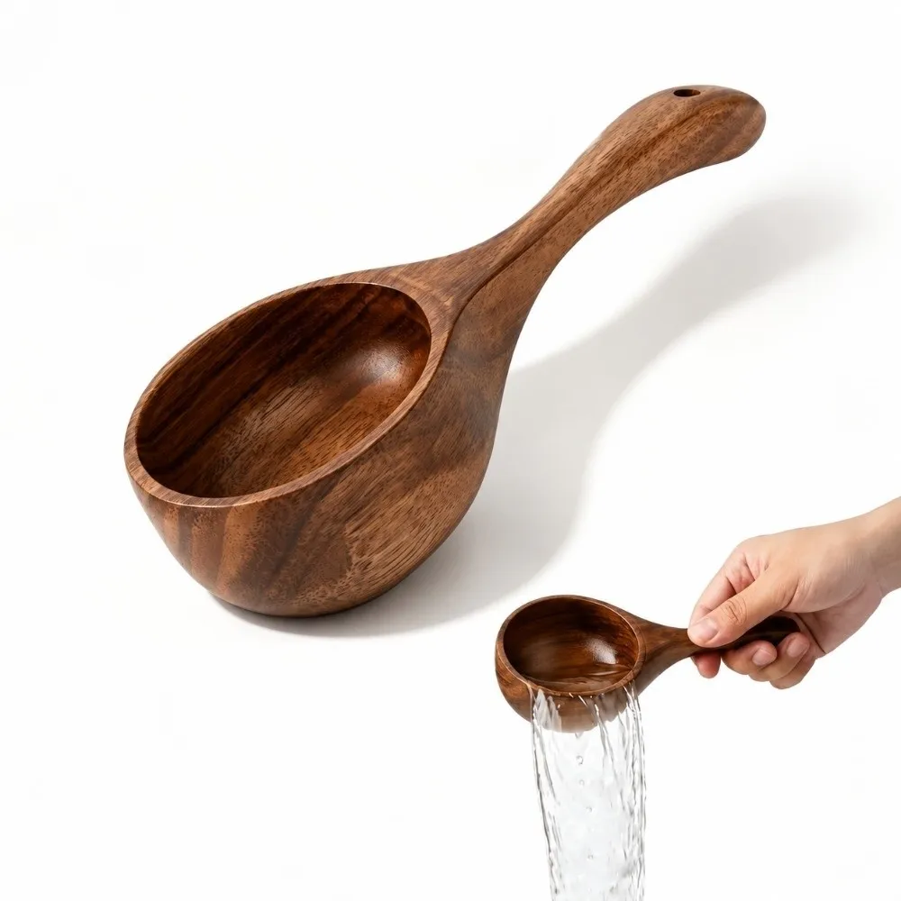 Hanging Strap Wooden Sauna Ladle Lightweight Design Natural Wood Material Sauna Accessory Smooth Surface Ergonomic Handle