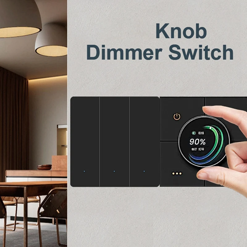 Tuya Zigbee Knob Smart Dimming Switch Panel App Control Voice Control Linkage 4 Gang Relay Smart Home Light Switch