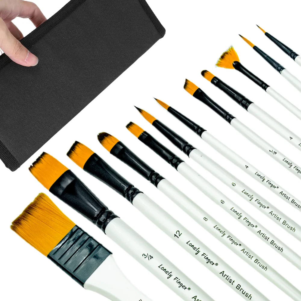 

Набор дорожных акварельных кистей из 12 предметов с футляром, мягкие нейлоновые волосы с защитой от выпадения, предназначенные для акварелей и универсальность в гуаши, Oi