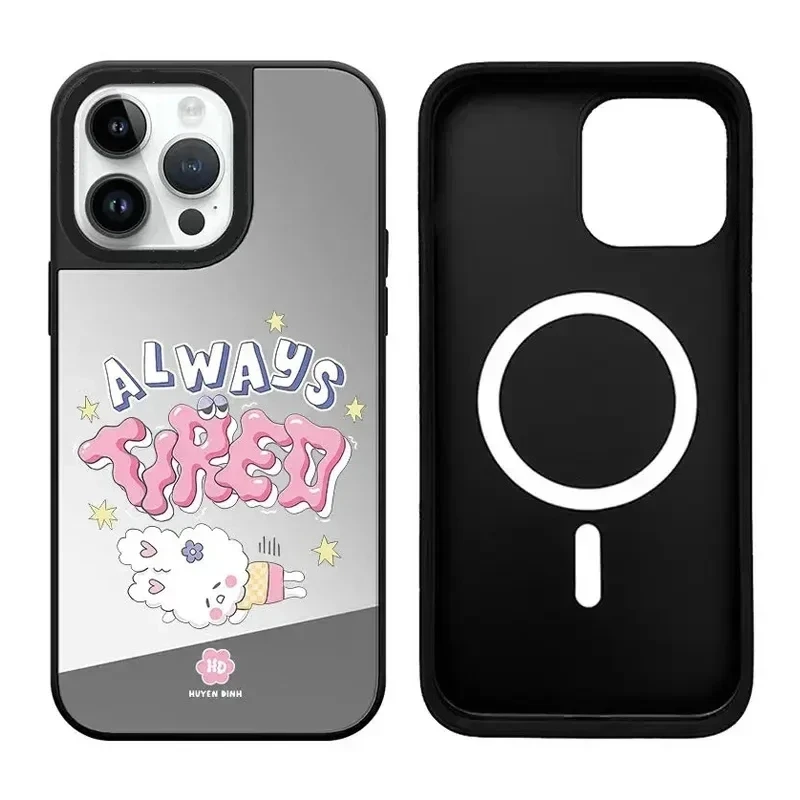 

Cartoon Wave iPhone 11 12 13 14 15 Pro Max Mirror Surface MagSafe Case Cover Shell