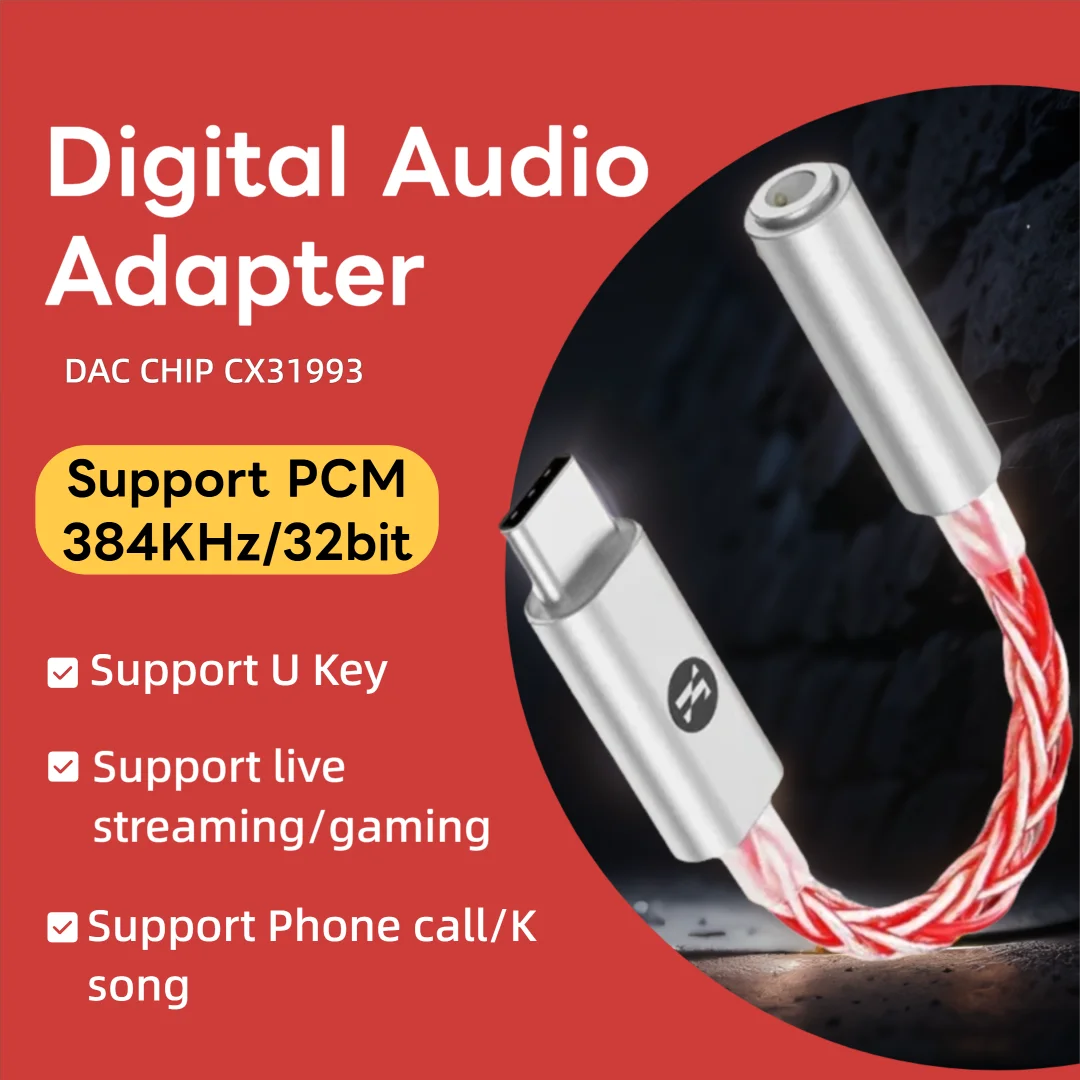 

JCALLY JM6 Pro Digital Audio Decoding Portable Headphone Amplifier Type-C to 3.5mm DAC CX31993 MAX97220 Mobile Headset Adapter