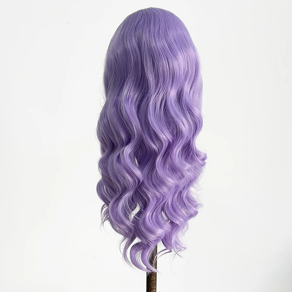 XiuQingCheng Body Wave Synthetic Lace Front Wigs For Black Women Glueless 26Inch Long Purple Wig Cosplay Party Daily Fashion Wig