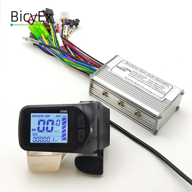 

24V 36V 48V 250W 350W E-bike Brushless Motor Drive Controller S886 LCD Speed Display with Thumb Throttle Repair Conversion Kit