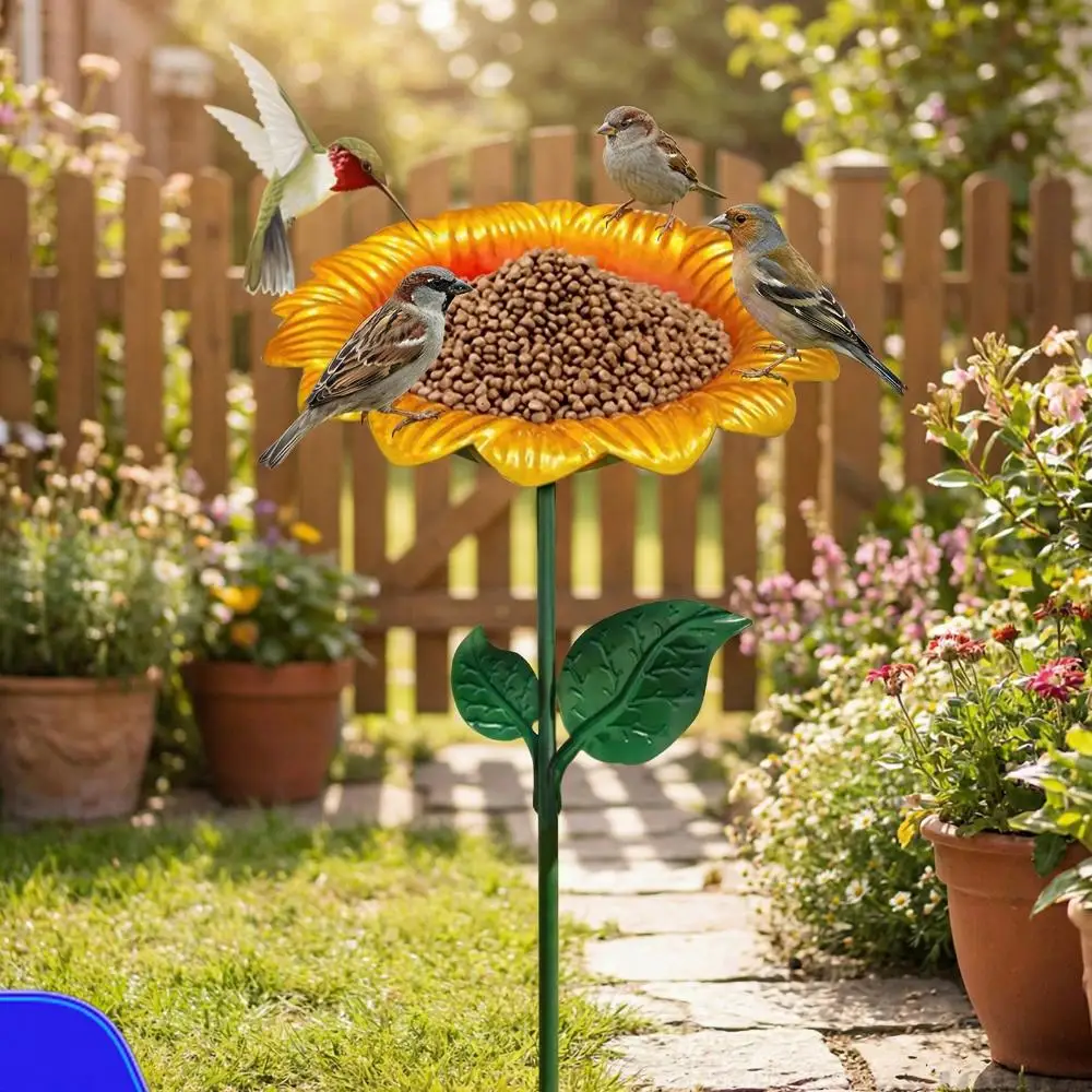 

Flower Metal Bird Bath for Outside Decorative Flower Garden Stake Freestanding Birdbaths & Birdfeeder for Garden Patio
