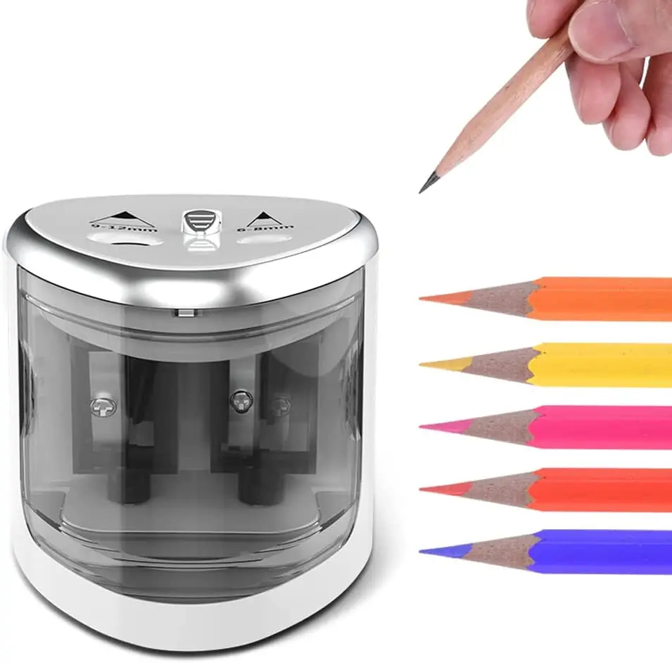 Electric Pencil Sharpener for Colored Pencils For No.2 and 6-12mm Pencils, Dual Hole for Office School Artists Adults Kids Use