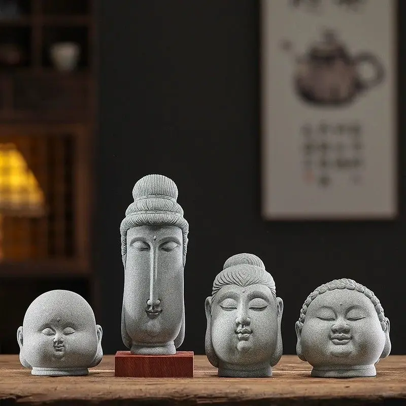 

Green Sand Stone Submerged Buddha Sculpture Aquarium Zen Decor Handmade Collectible Art Lucky Meditation Gift Spiritual Ornament