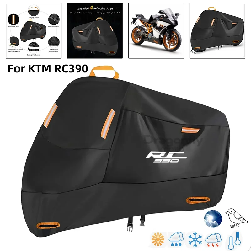 RC390 Logo Motorcycle Cover Waterproof Outdoor Scooter UV Protector Rain Cover For KTM RC390 RC 390 2014 2015 2016 2017 2018