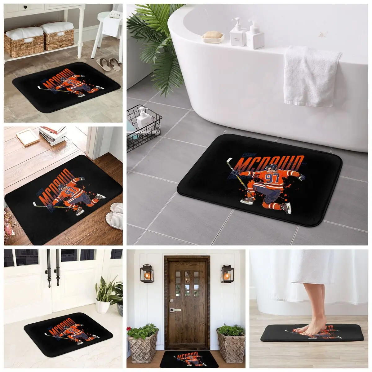 كونور ماك ديفيد 97 لمحبي إدمونتون أويلرز المضادة للانزلاق ممسحة الكلمة حصيرة ماصة حصيرة السجاد البساط للمنزل غرفة نوم مسند القدم الحصير