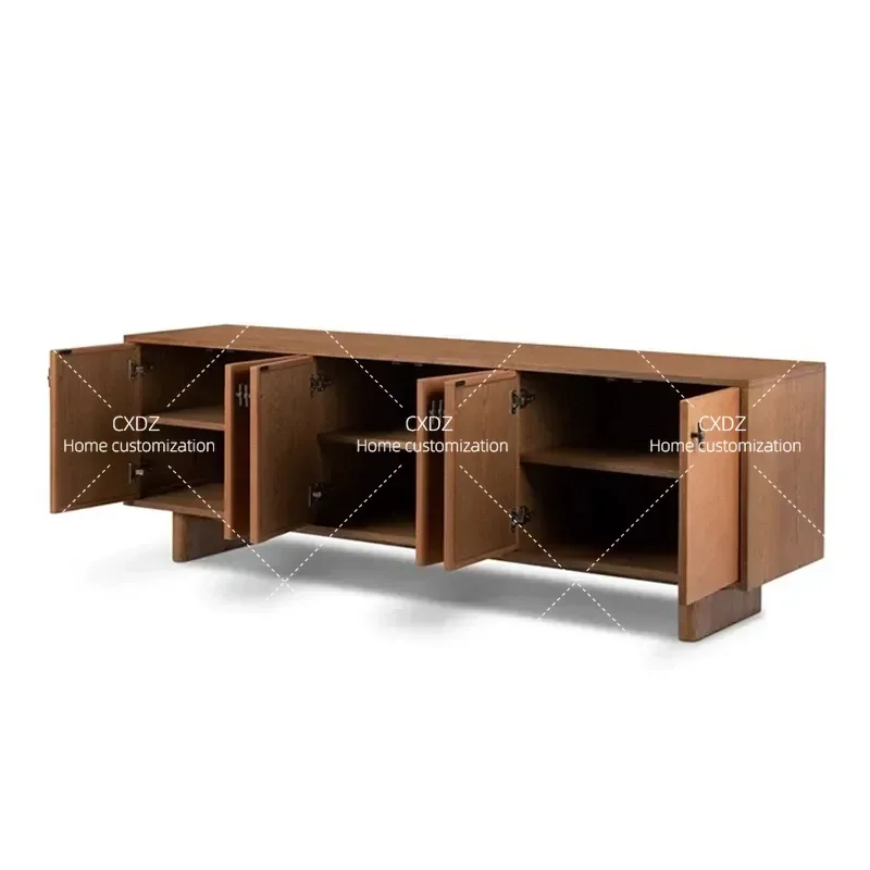 Retro Solid Wood TV Cabinet Living Room Storage Shoe  Audio Visual  Modern Simple Foyer Entrance Cabinet Side