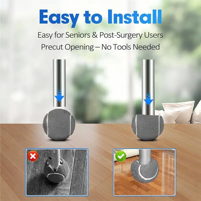 

4PCS Precut Tennis Balls For Walkers, Felt Glides, Universal Fit For Most Walkers & Furniture Legs, Easy Installation