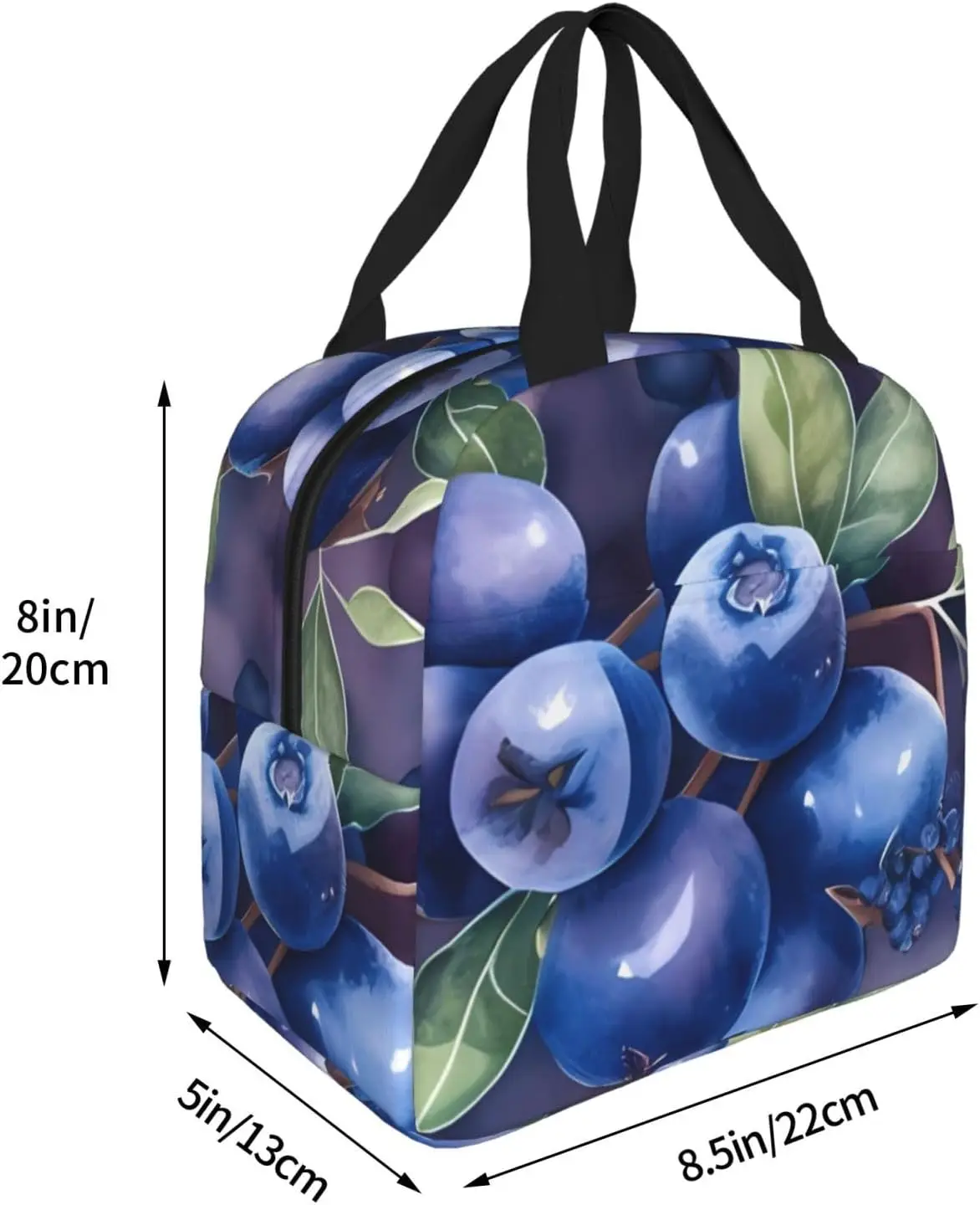 Borsa per il pranzo isolata con mirtilli di frutta estiva, borsa termica per il pranzo congelabile impermeabile Bento Lu nch Box, borsa per donna uomo Lun ch