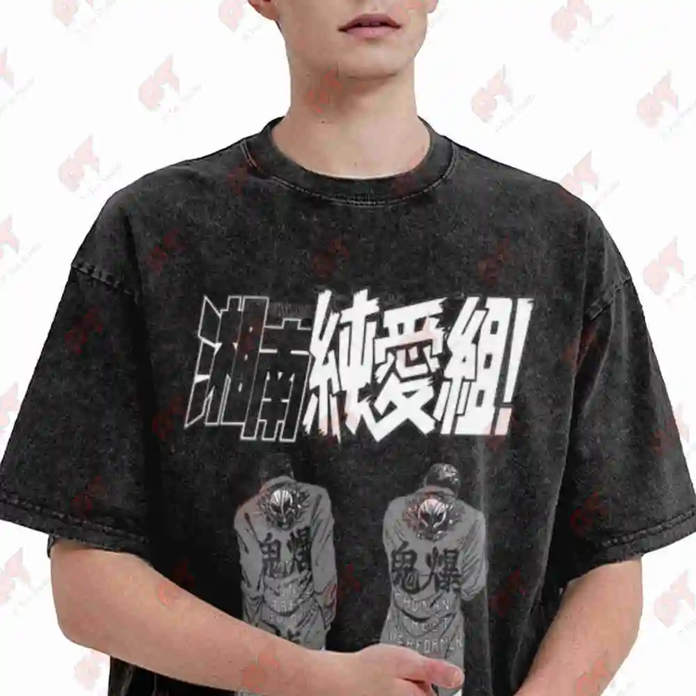 Young GTO 90s Biker Manga Shonan Junai Gumi Onibaku Vintage Washed Tee Pure Cotton T-Shirt