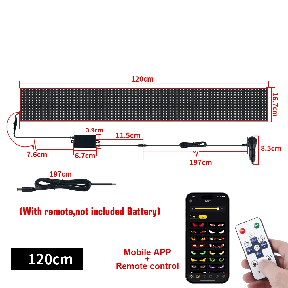 24V Truck LED Matrix Pixel Panel Devil's Eye Ambient Light board Windshield DIY Devileye Display Animation By App Remote Control image 3