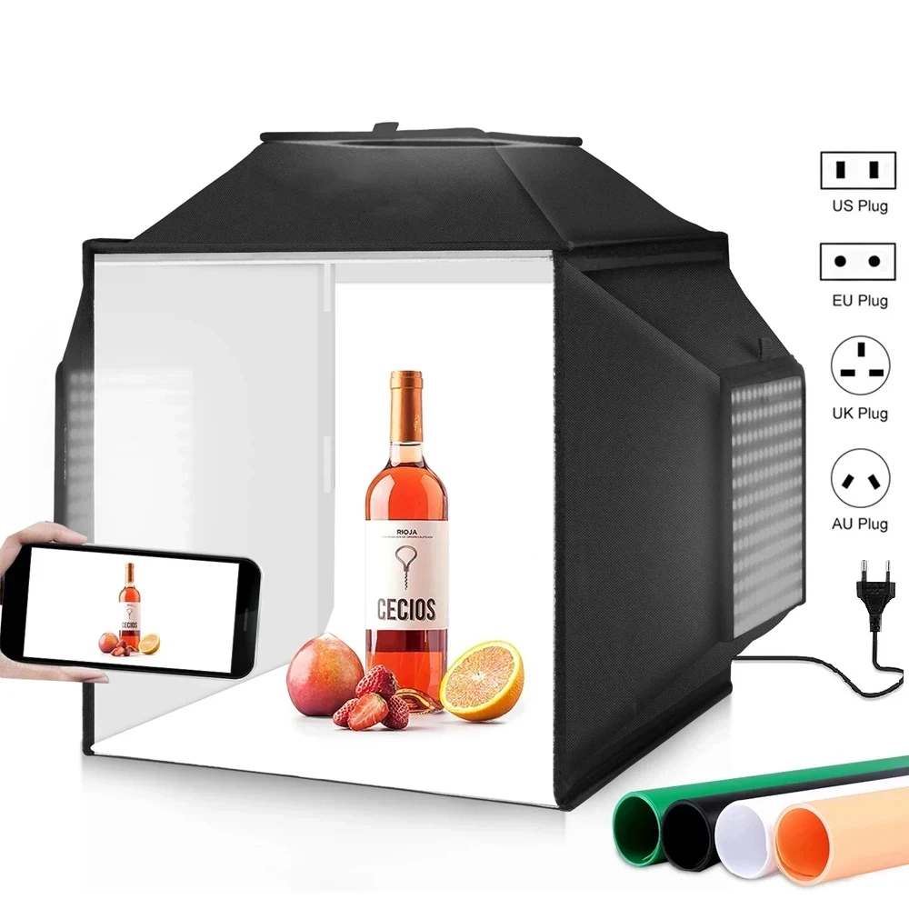 Professional Folding 72W Photography Lightbox 4 Colors Backdrop,40cm Upgraded Photo Studio Light Box,Softbox Kits For Shooting