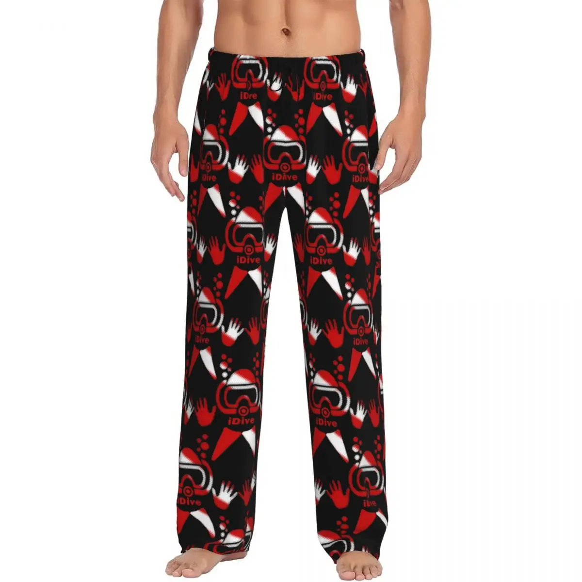 

Custom IDive Dive Flag Scuba Diving Pajama Pants Men Diver Sleepwear Lounge Sleep Bottoms Stretch with Pockets