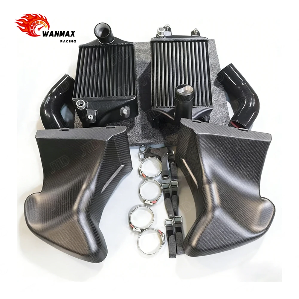 Aluminum Intercooler Set  for Porsche 991.2 3.0L Turbo Cooling Replacement Part With Carbon Fiber Air Duct Tuning Kit