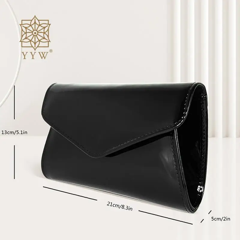 السلس بولي Envelope الجلود المغلف مخلب للنساء ، مساء الطرف ، حقائب الوجه ، سلسلة معدنية ، Crossbody ، الكتف ، رسول محفظة ، محافظ