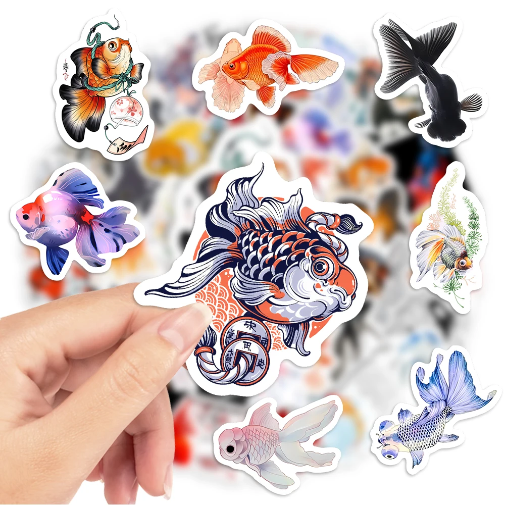 Kawaii Cute Fish Stickers for Child Cartoon Goldfish Decals Aquatic Animal Childs Toys for Laptop Phone Suitcase Waterproof PVC