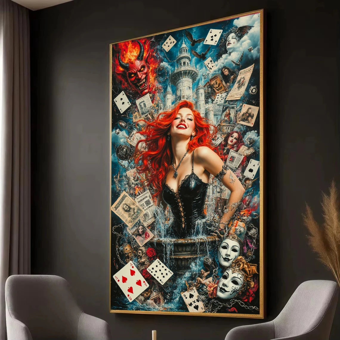 5D DIY Diamond Painting Jewelry Cross Stitch Kit Amazing Woman Mask Poker Wall Decor Diamond Mosaic Art Decorative Paintings