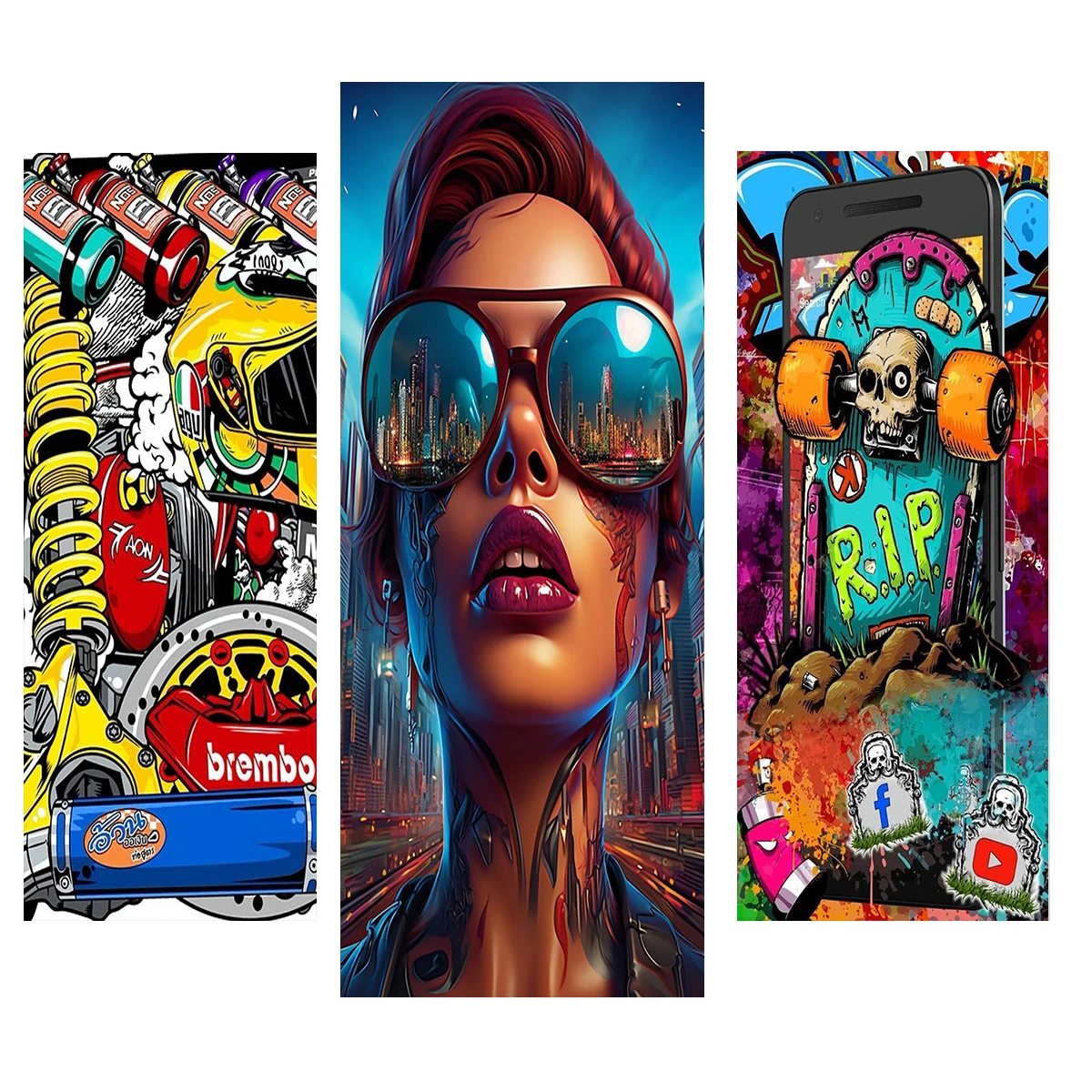 Colorful Comic Graffiti Patterns Electric Scooter Anti-slip Sticker Sandpaper Skateboard Grip Tape Sheet 60*30cm