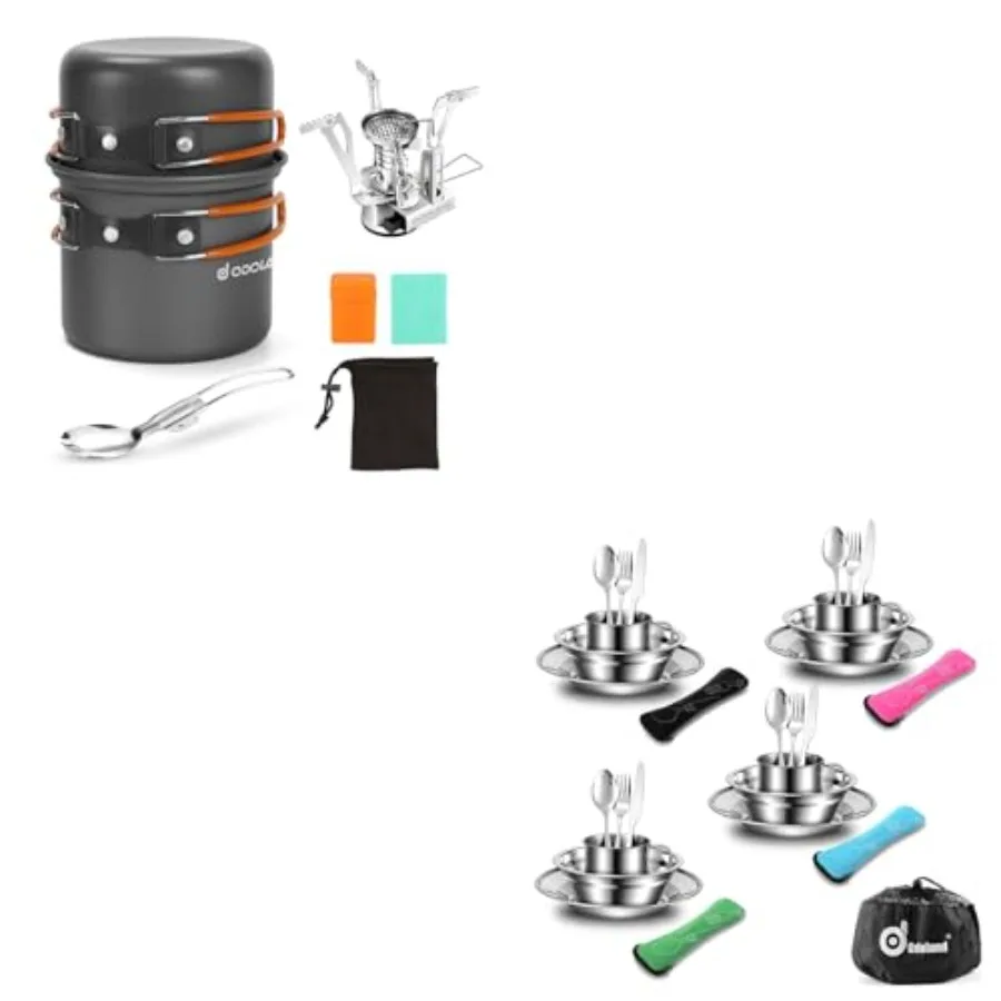 

Bundle - 2 Items 6pcs Camping Cookware Mess Kit and 6pcs Camping Cookware Mess Kit for 4 Person