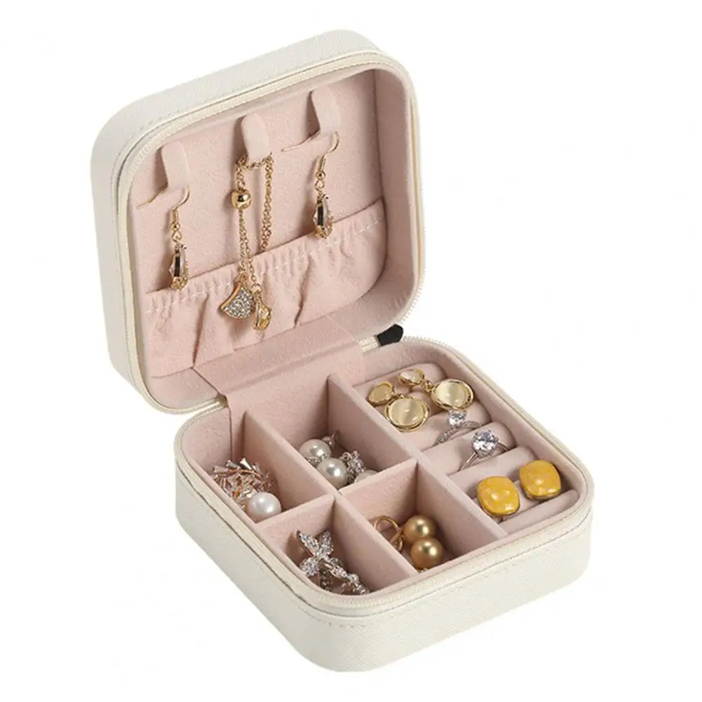 Verpakking Sieraden Organizer Box Lederen Multi Raster Draagbare Rits Oorbellen Ketting Opbergdoos Display Sieraden Opslag